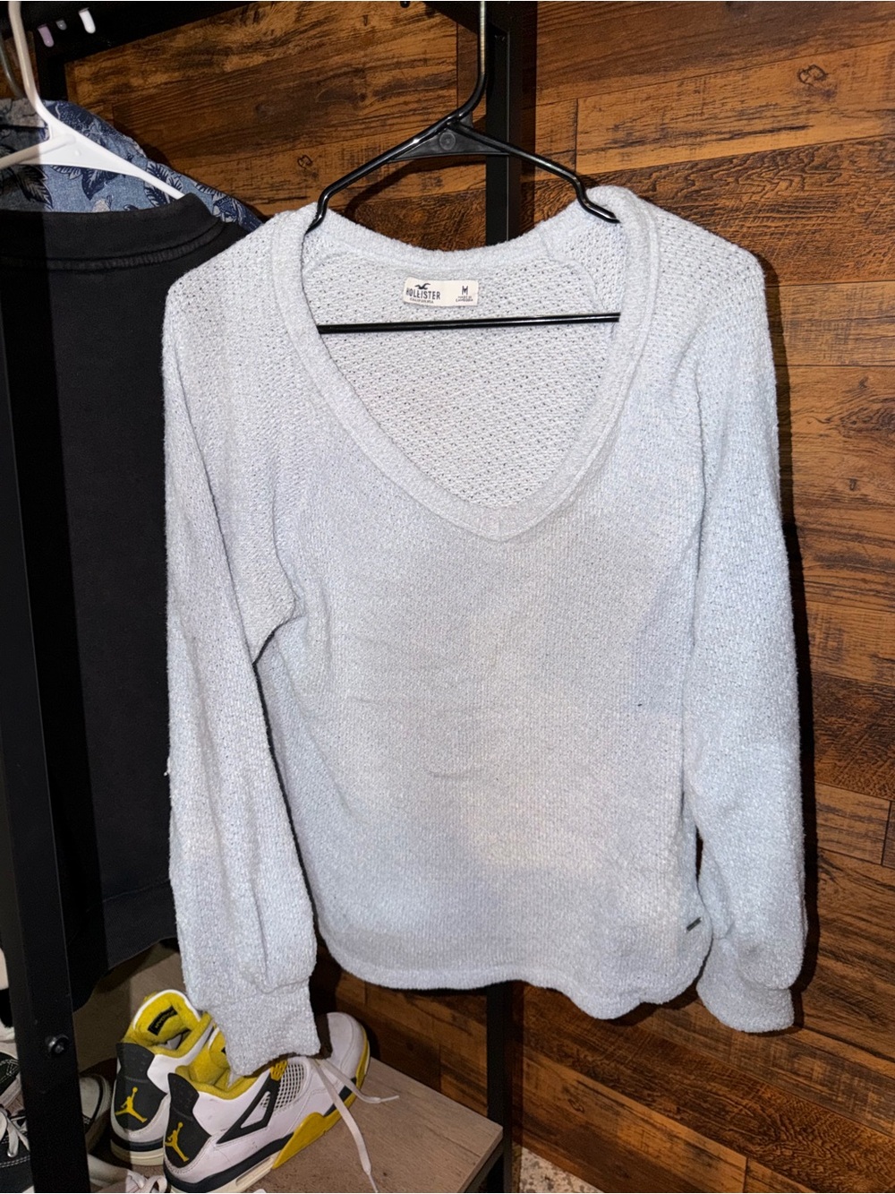 Hollister Pale Blue V-Neck Lightweight Knit Sweater
